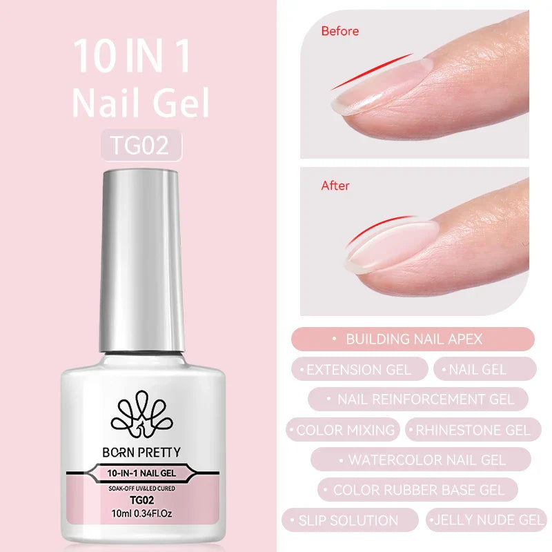 BORN PRETTY Jelly Nude Gel Nail Polish 10ml Light Pink Peach Translucent Color UV Light Cure Gel Varnish Nail Art DIY at Home