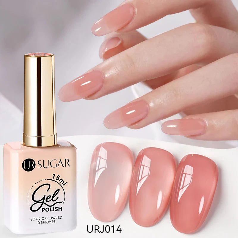 UR SUGAR 15ml Jelly Nude Gel Nail Polish Light Pink Translucent Color Soak Off UV LED Gel Varnish Nail Art DIY Fashion Manicure
