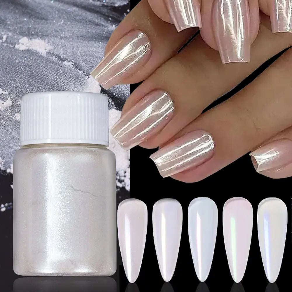 1Box Cherry Pink Chrome Pearl Nail Powder Gradient Mirror Effect Nail Art Glitter Auroras Rubbing Dust Nail Art Decoration 10g