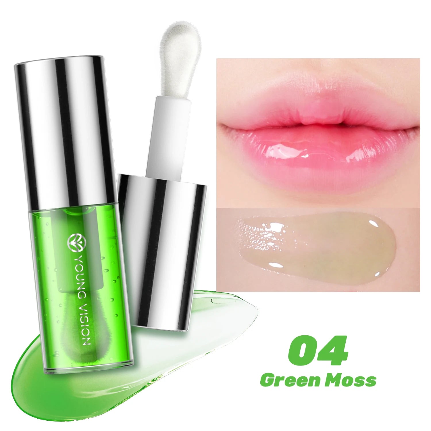 Mirror-like, moisturizing glass lip gloss with long-lasting, clear, plumping, and lip line-reducing properties. Lip gloss.
