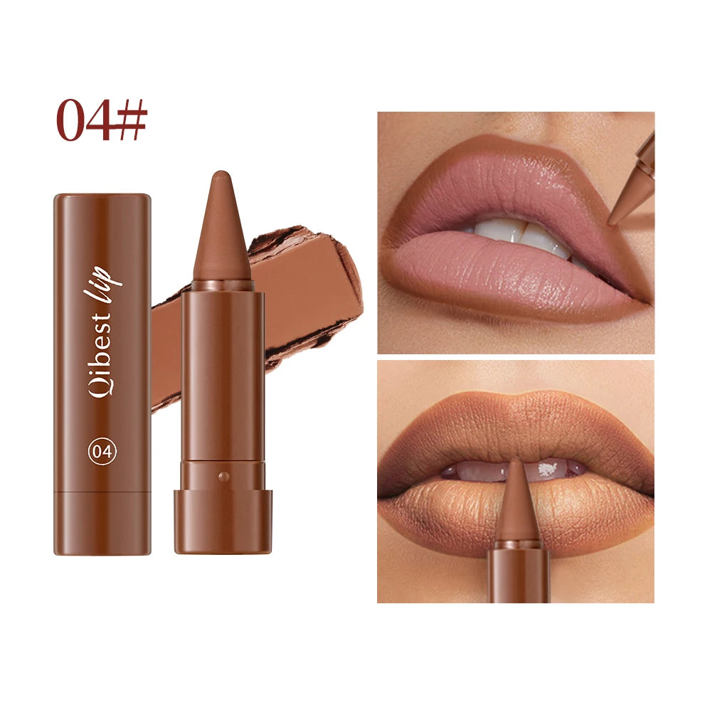 QIBEST Tapered Gradient Lipliner Long Lasting Matte Nude Brown Red Lipstick Waterproof Contouring Tint Lipliner Makeup Lip Stain