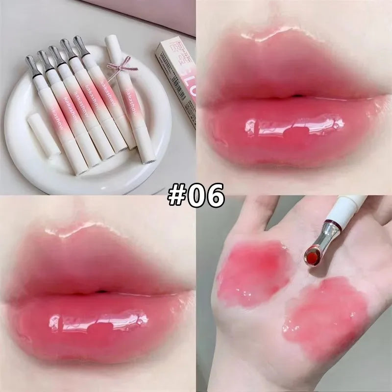 Metal Head Ice Diamond Essence Lip Tint Mirror Water Light Glass Lip Gloss Reduce Lip Wrinkles Moisturizer Lips Pluming Care
