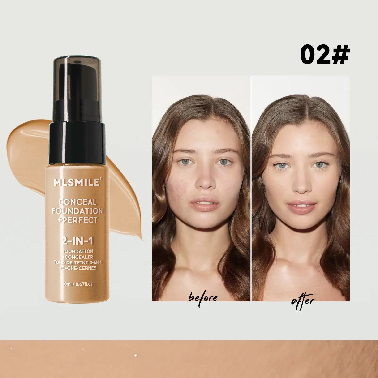 MLSMILE 6 color Powder Foundation long-Lasting Waterproof, Moisturing Sweat resistant and easy to open Oil-control concealer