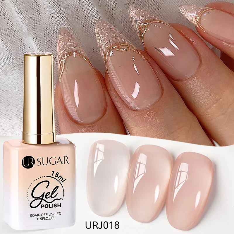 UR SUGAR 15ml Jelly Nude Gel Nail Polish Light Pink Translucent Color Soak Off UV LED Gel Varnish Nail Art DIY Fashion Manicure