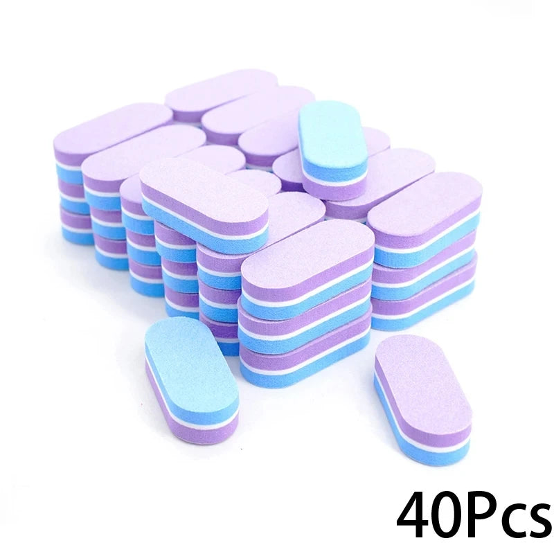 10/20/40Pcs Mini Nails Sponge File Buffer Block Double Color Buffing Sanding File Pedicure Manicure Tool Gel Suplies Accessories