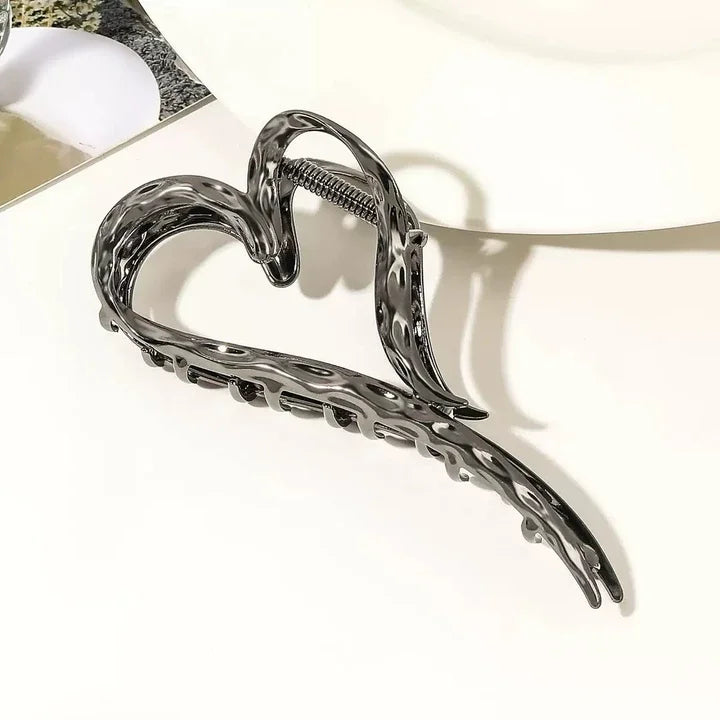1Pcs Sliver Elegant Love Design Hair Barrettes Ornament Heart Golden Hair Claw Clip,Large Non-Slip Hair Accessories for Women