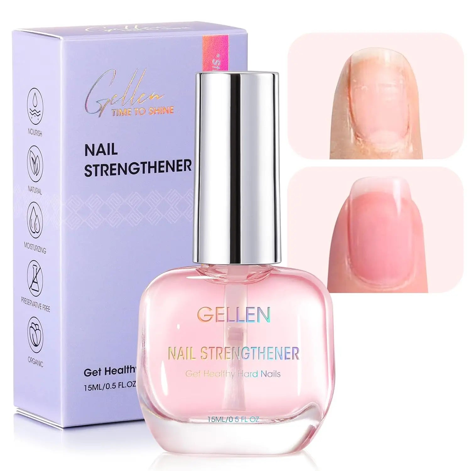 GELLEN 8 in 1 Nail Strengthener Hardener Serum 15ml Repair Weak Brittle Nails Fast Air Dry Cherry Blossom Scent Women Manicure