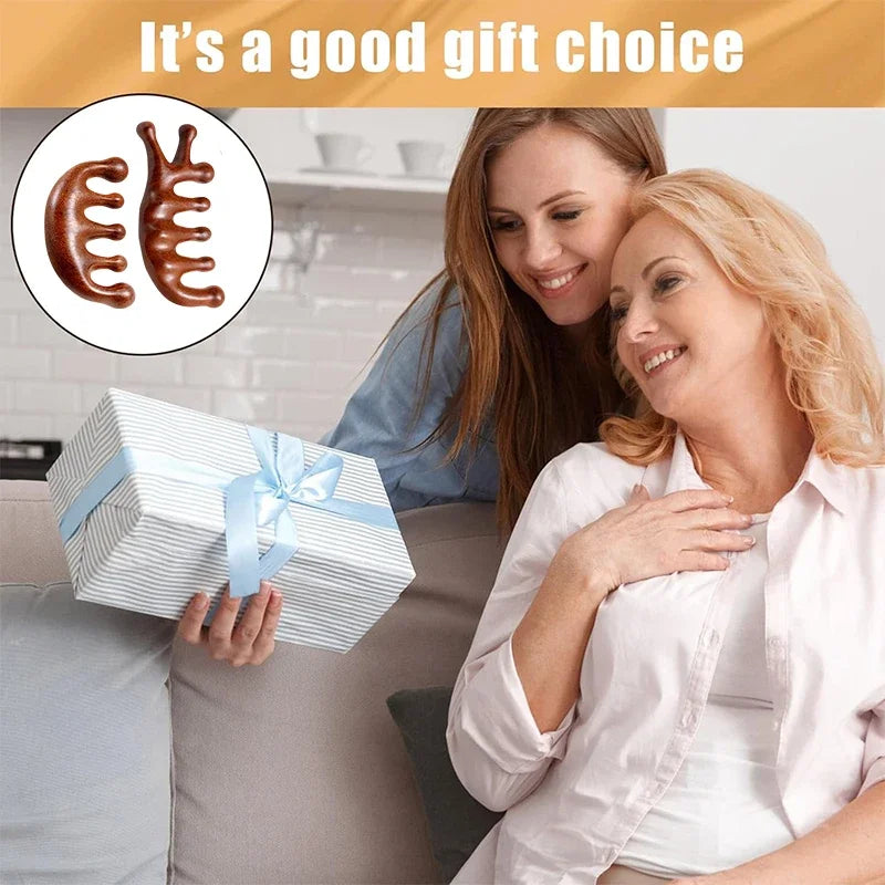 2025 New Natural Sandalwood Head Massage Five Teeth Comb Whale Comb Scalp Scraping Massager Body Massage Tools Neck Massager