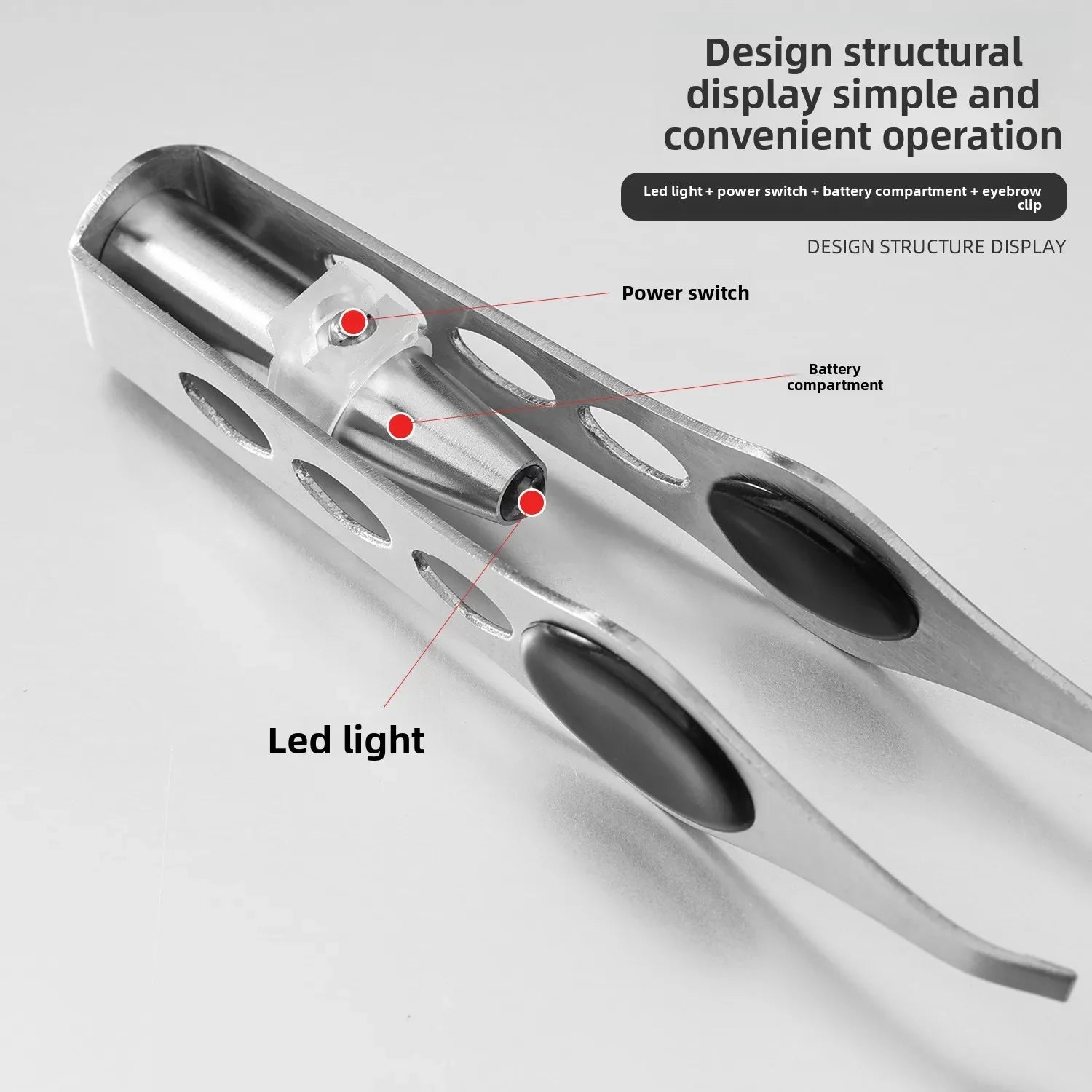 1/3pcs Hot Sales Portable Stainless Steel Button Cell Smart Design Eyebrow Hair Remove Tweezer with LED Light Makeup Tool