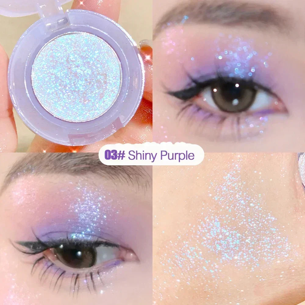 Diamond Glitter Monochrome Eyeshadow Palette Discoloration Eyeshadow Highlighter Sequins Waterproof Lasting Eyes Makeup Pigments
