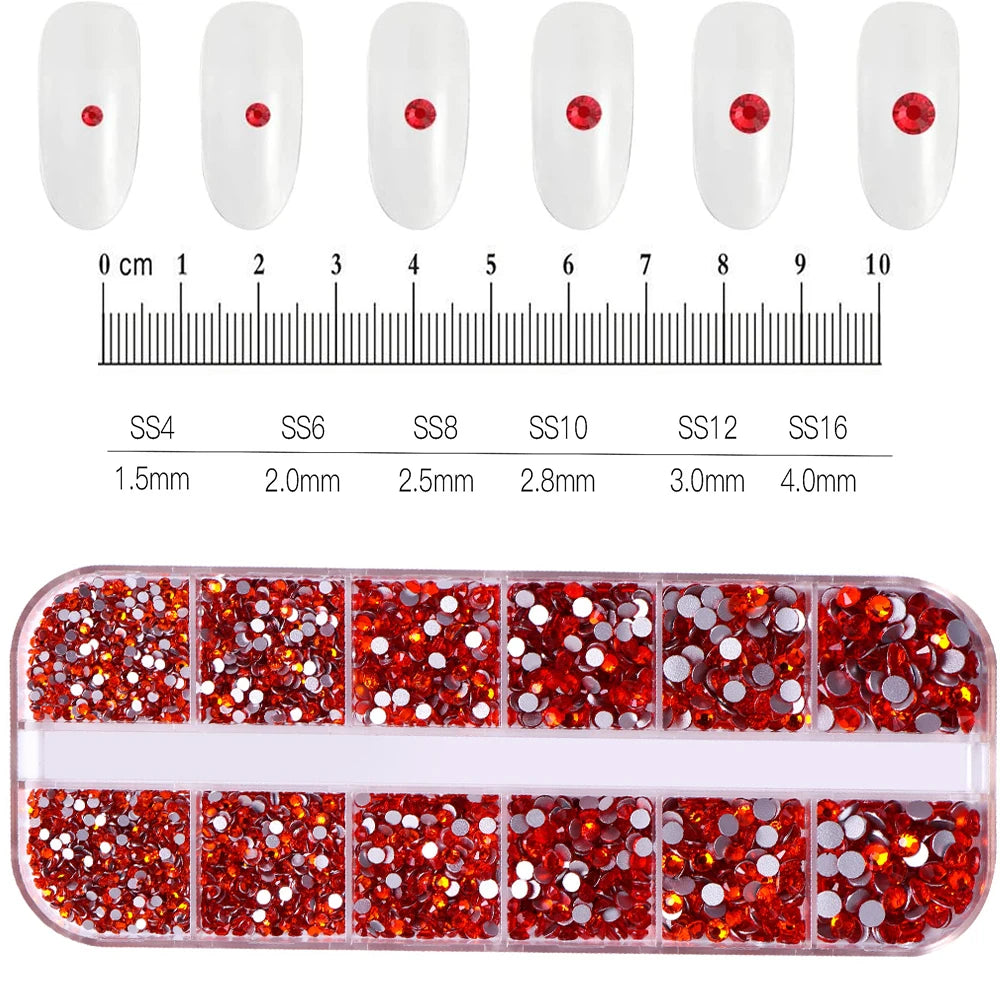 12Grids Pink Mixed Nail Rhinestones Luxury Nail Charms Glitter Crystal Jewelry Gems Nail Art Decoration DIY Manicure Rhinestones
