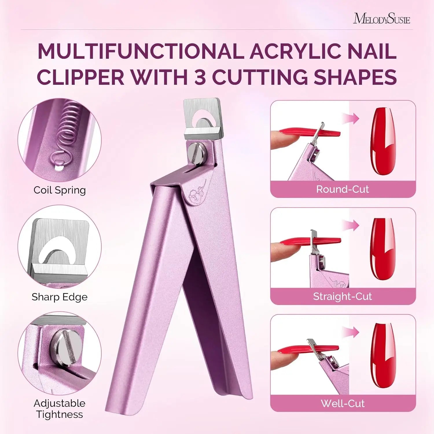 4-in-1 Acrylic Nail Clippers Set with Cuticle Trimmer and Pusher, Stainless Steel Manicure Tools for Home Salon
