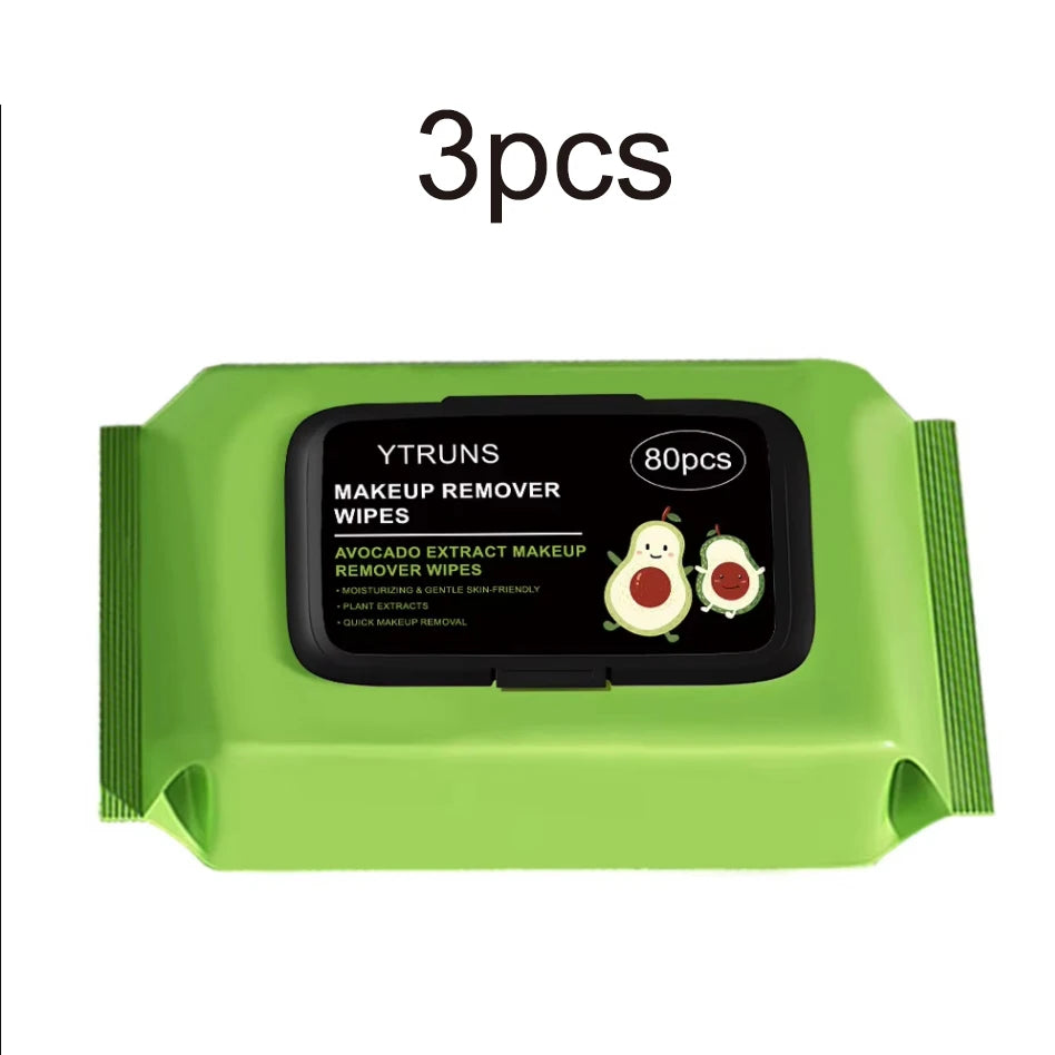 80 PCS Avocado Scented Makeup Removing Wipes - Deep Cleansing, Travel-Friendly, Single-Use