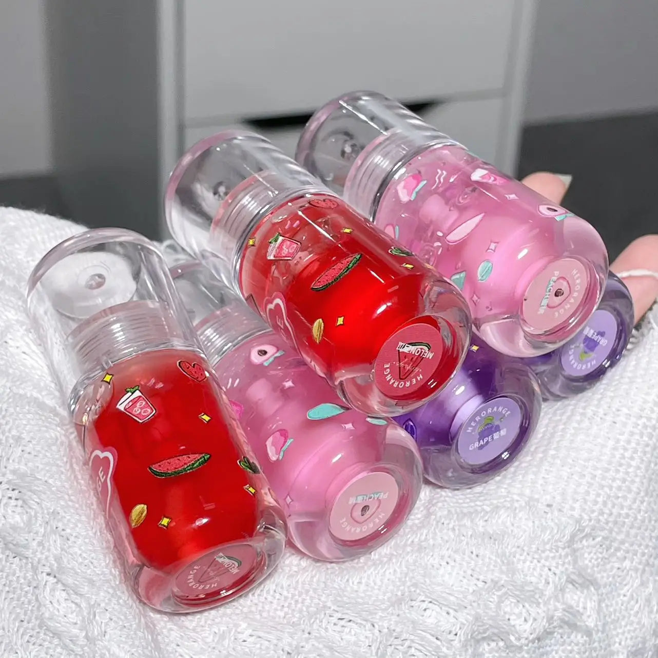 1/3Pcs Grape Glass Lip Gloss Non-sticky Lip Oil Long-lasting Moisturizing Plumping Korean Lip Care Serum Primer Big Brush Head