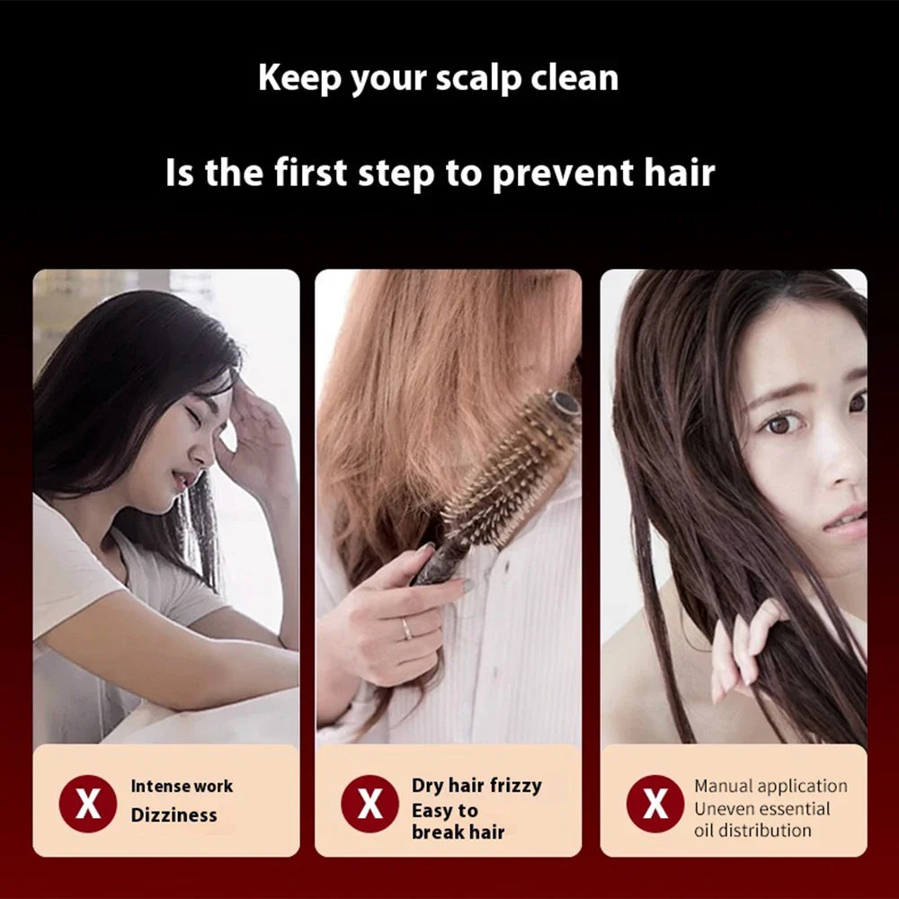 Electric Head Massager Hair Growth Comb Scalp Relax Massager 630nm Red Light Oil Applicator Anti-Hair Loss Hair Care Hairbrush