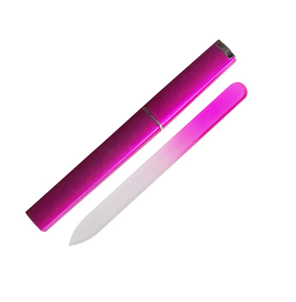 1pcs Professional Colorful Glass Nail Files strip Double-Sided Transparent Gradient Crystal Polished DIY Manicure Tools Supplies