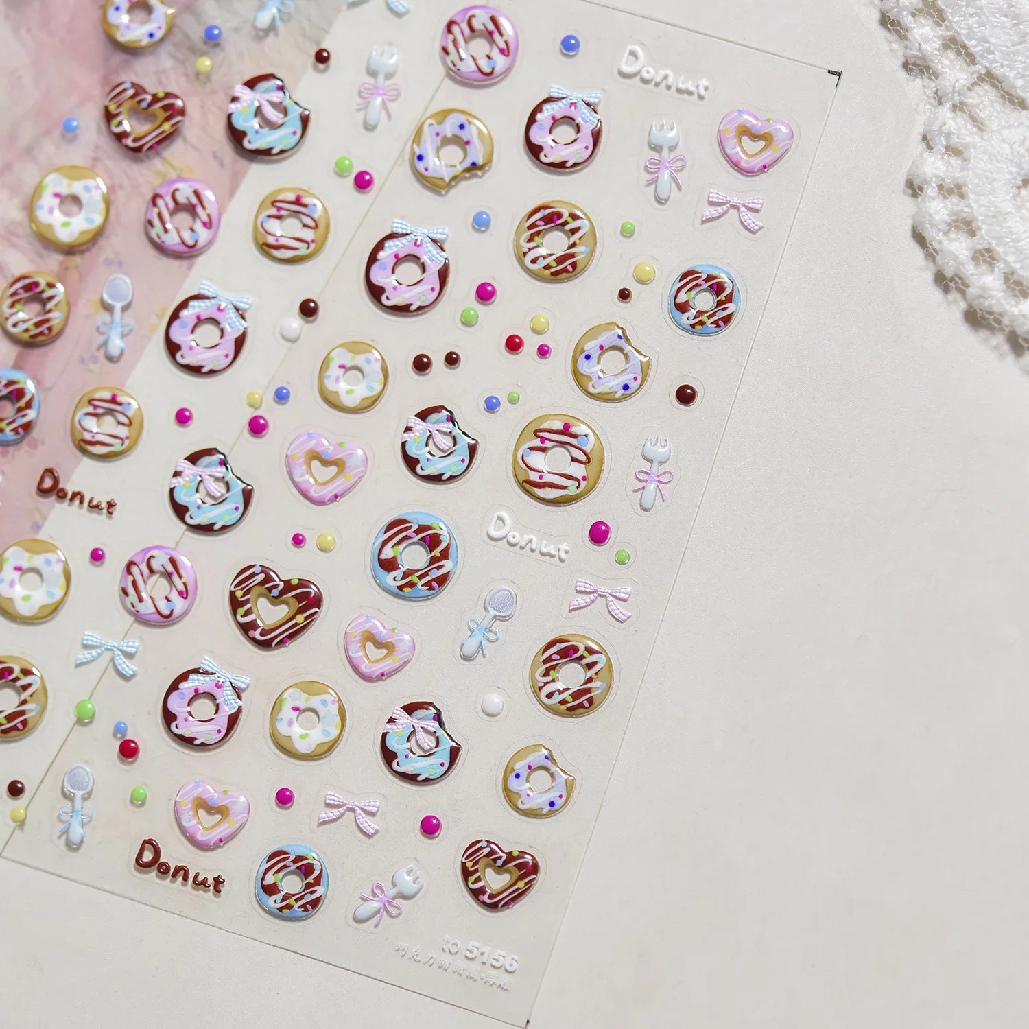 Happy Birthday Cake Stickers For Nails 5D Embossed Nail Sticker 3D Sweet Doughnut Cherry Adhesive Nail Art Decoration Decals DIY