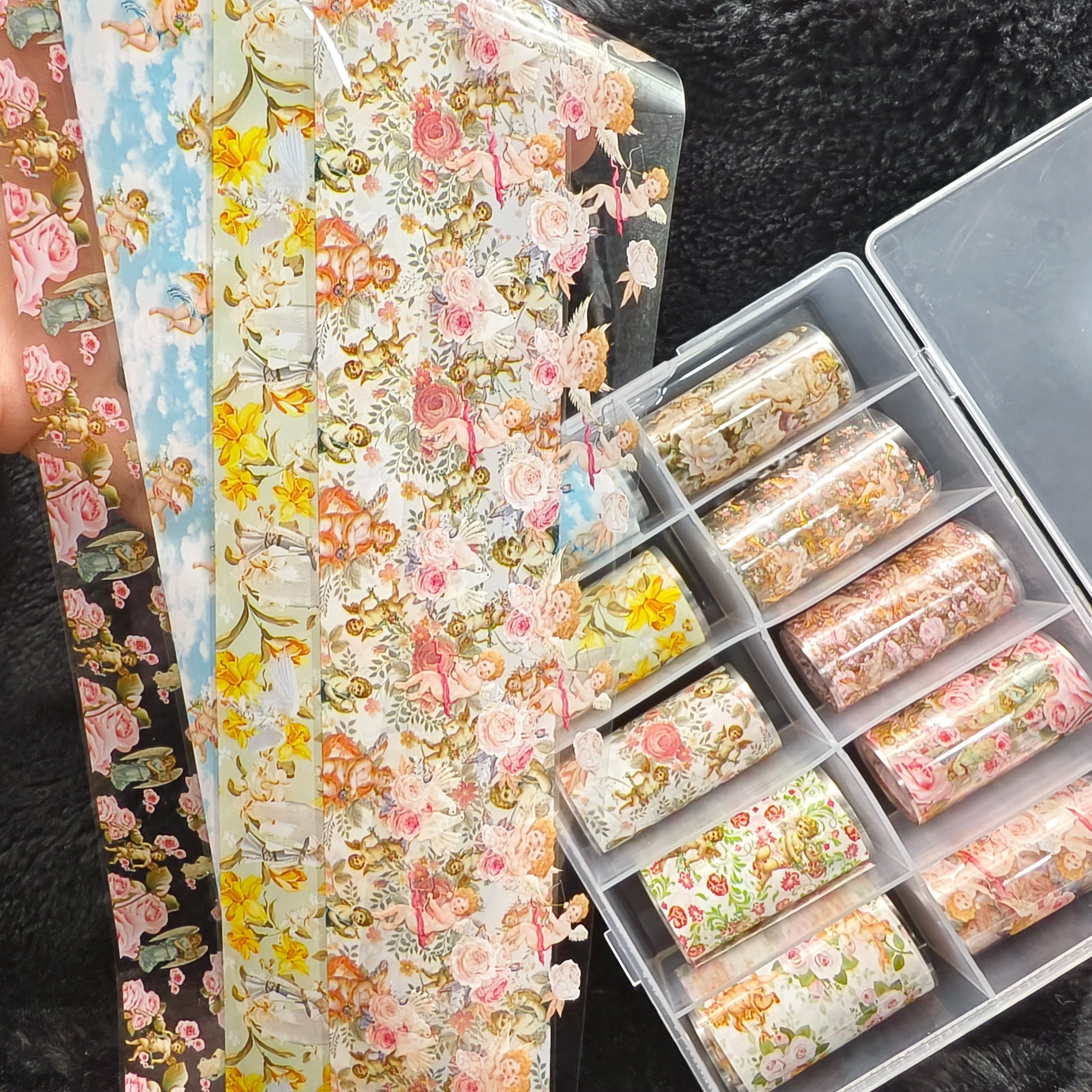 10Rolls Halloween Flower Plaid Angel Marble Bow Nail Foils Transfer Paper Nail Art Stickers Decal Nails Decoration