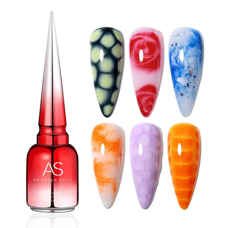 AS Tpo Free Clear Blooming Gel Polish 15ml UV LED Soak Off Nail Art Polish for Spreading Effect Marble Gel Paint Varnish TopBase