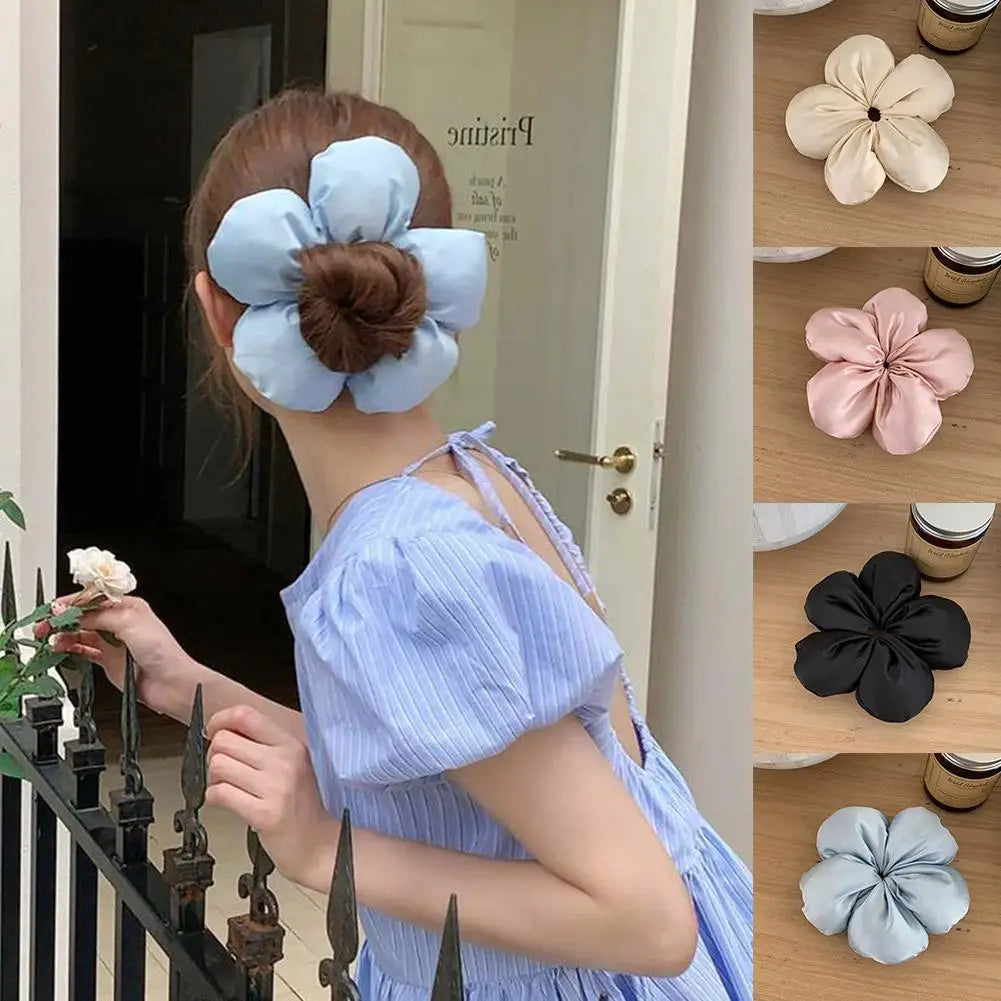 Korean Creative Exaggerated Flower Scrunchie Headdress Women Girl Trendy Design Elastic Hair Band Vacation Hair Accessories