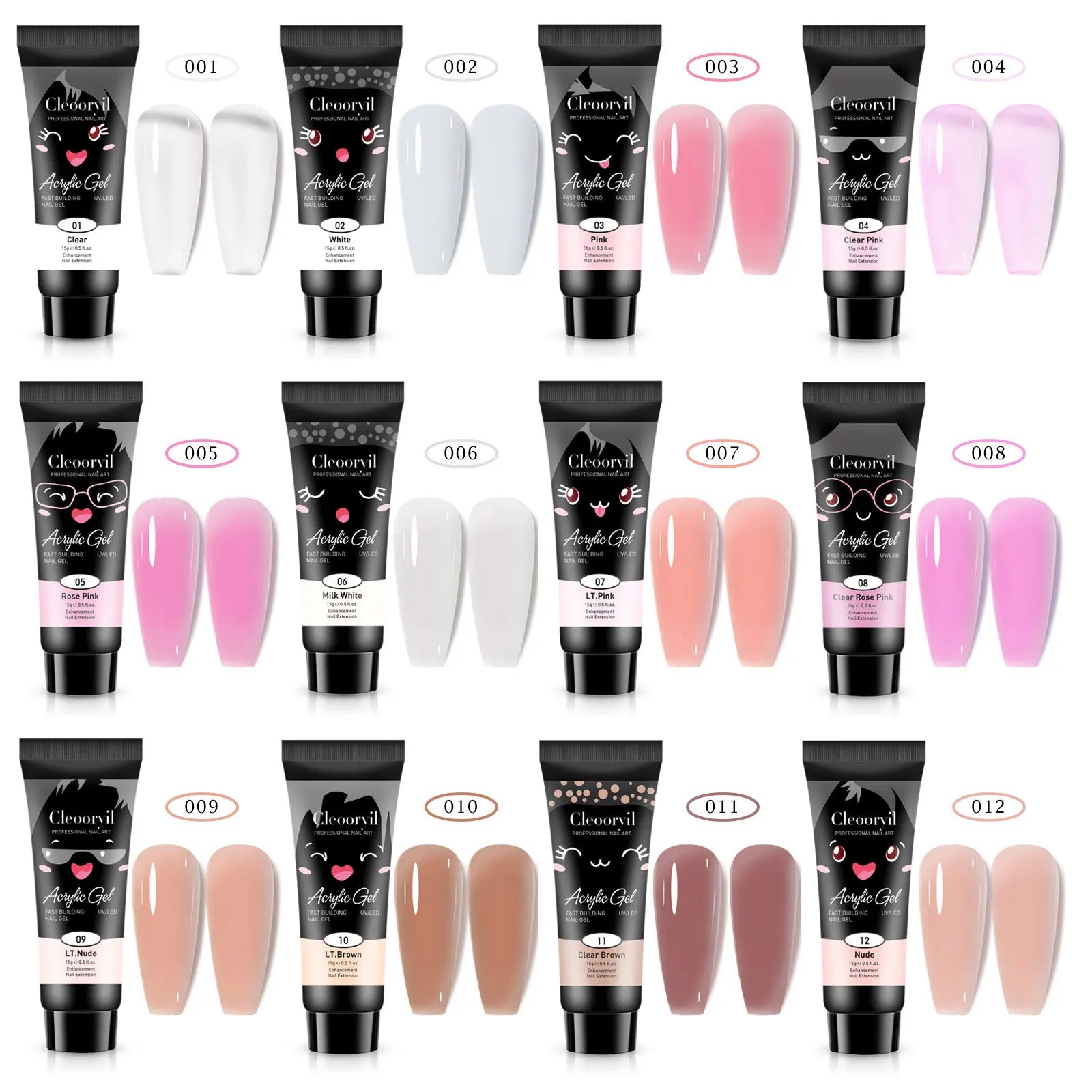 15ml Solid Extension Gel Nail Build Poly Nail Acrylic Gel Crystal Naked Color UV LED Polish Gel For Extend Nail Quick Extension