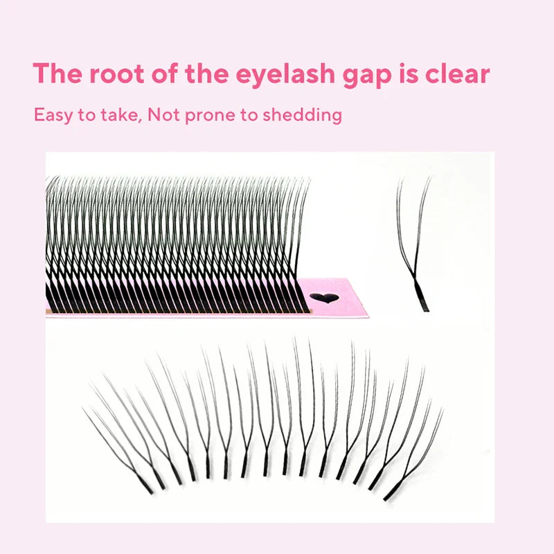DIYDAY U-shaped YY Eyelash Extension Premium PBT Double Layer U Sahpe YY Lashes Ultra Soft Featherlight False Mink Eyelashes