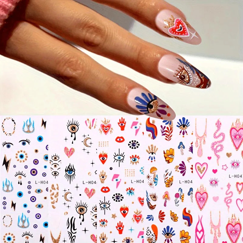 Spring and summer gradient ink flower nail stickers, used for DIY nail decoration in daily life, festivals, parties, and wedding
