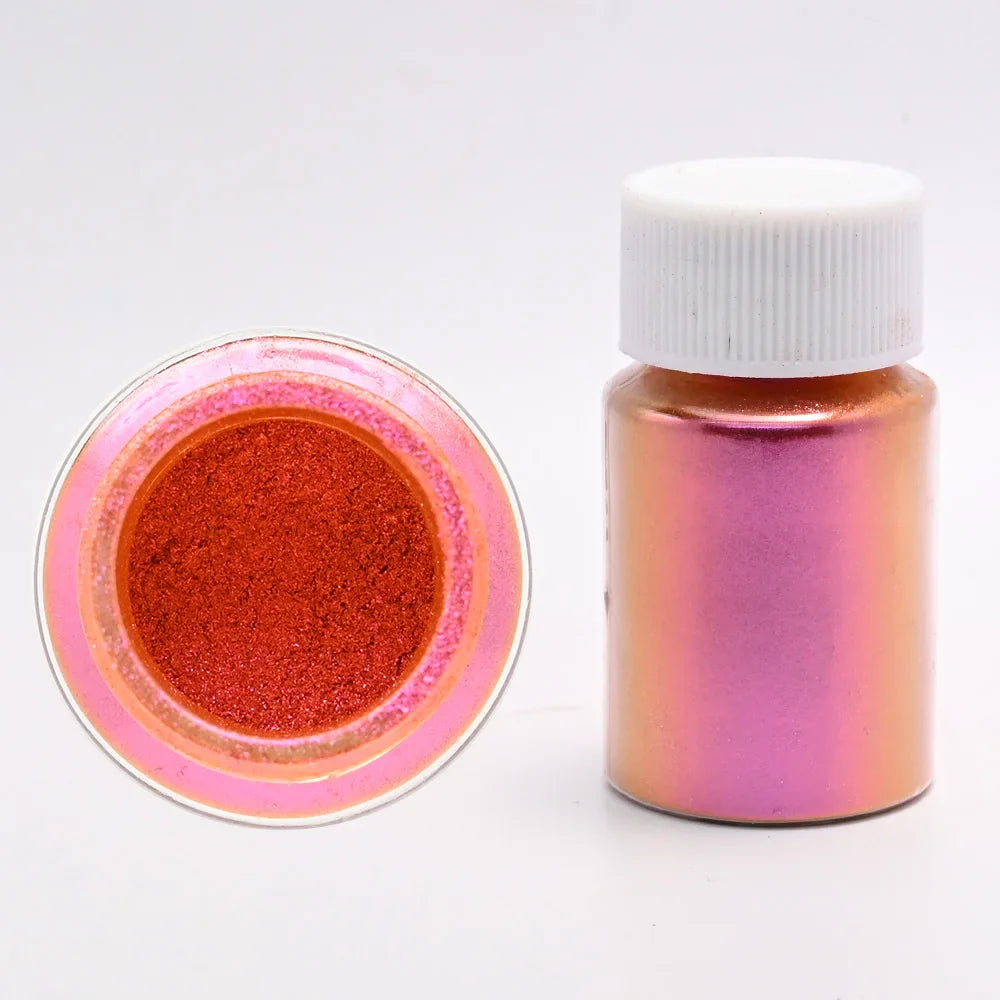 1Box Cherry Pink Chrome Pearl Nail Powder Gradient Mirror Effect Nail Art Glitter Auroras Rubbing Dust Nail Art Decoration 10g