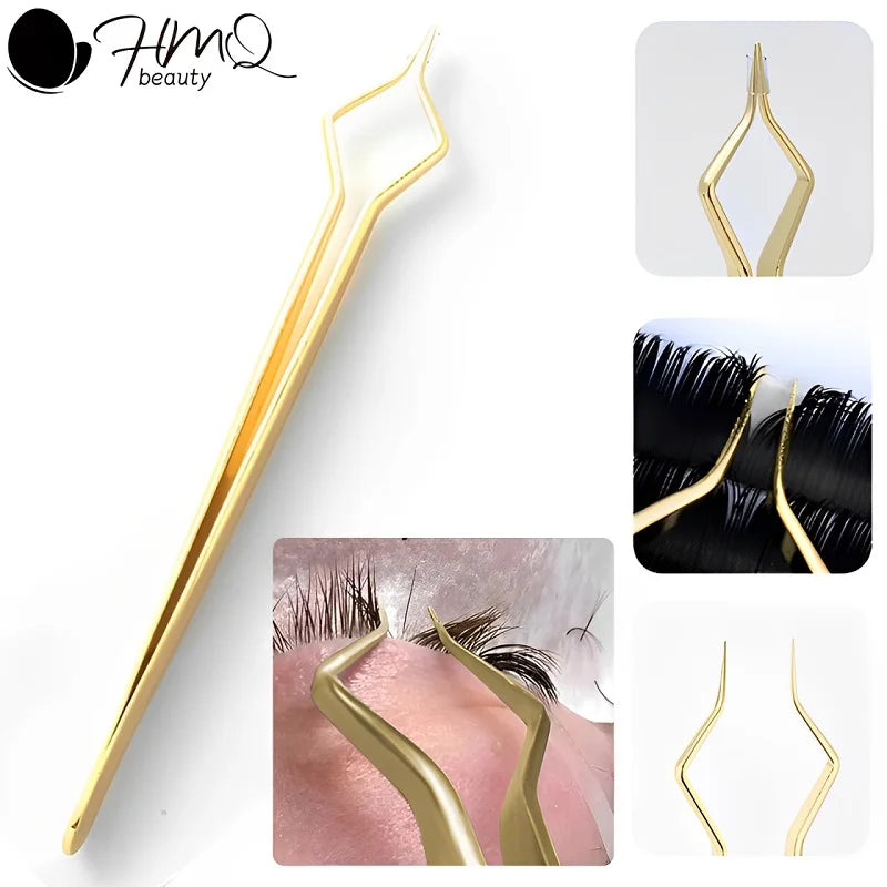 New Lash Extension Tweezers Anti slip Stainless Steel Curved Tip Straight Tweezers High Precision Nail Art Makeup Beauty Tools