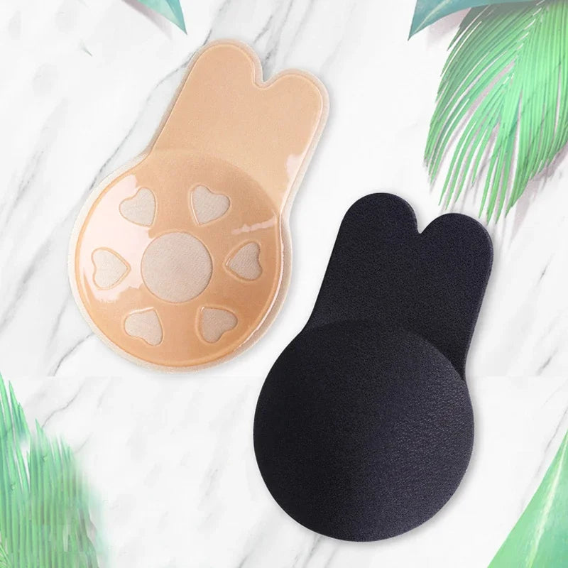 1/2Pairs Women Bras Self Adhesive Silicone Strapless Invisible Bra Reusable Sticky Breast Lift Tape Rabbit Nipple Cover Bra Pads