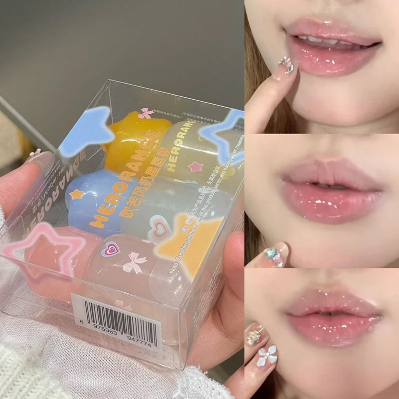 Peach Pink Moisturizer Lip Gloss Hydrating Transparent Fine Shimmer Lip Glaze Lasting Non-Stick Jelly Lip Plumping Korean Makeup
