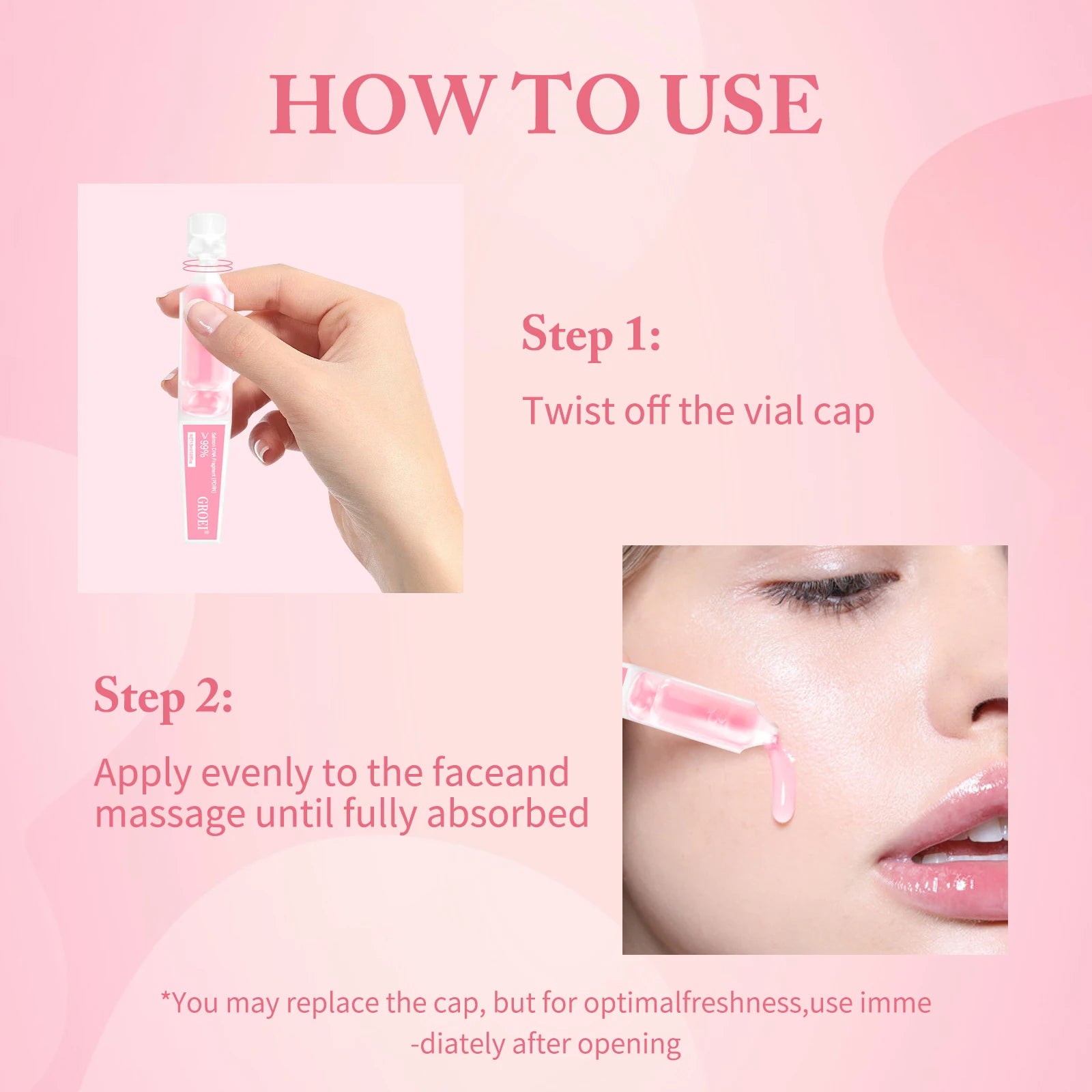 10pcs/Box PDRN Pink One Day Serum Deep Moisturizing,Repairs,Brightens,Reduces Sagging Skin Care Essence Multi-effect Benefits