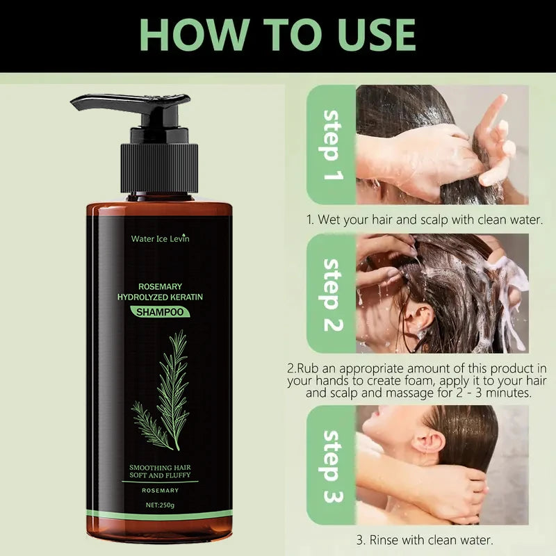 Rosemary Keratin Shampoo - Fresh and Non-Greasy, Rich in Rosemary Extracts and Amino Acids, Healthy Hair, Enlarged Volume, Care for Every Hair