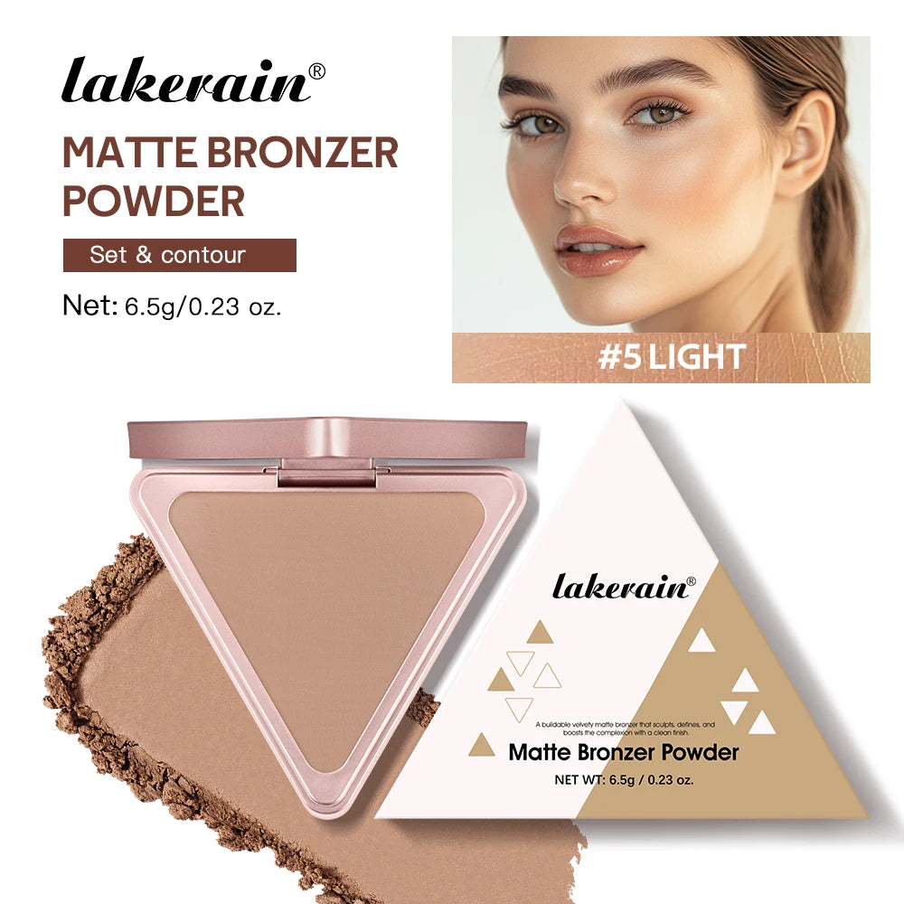 Lakerain Matte Bronzer Powder Long Lasting Makeup Effect Waterproof Sweatproof Setting Powder Oil Control Bronzer Face Makeup