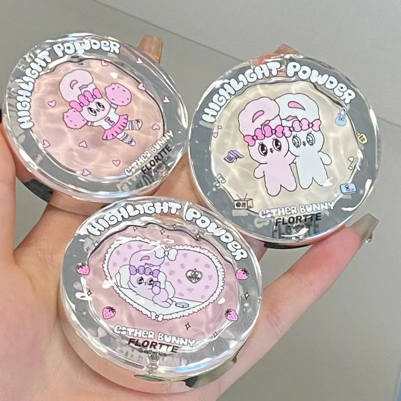 FLORTTE BUNNY Monochrome highlighting powder Naturally Brightening Facial Blush Cream High Gloss Face Blusher Makeup Cosmetics