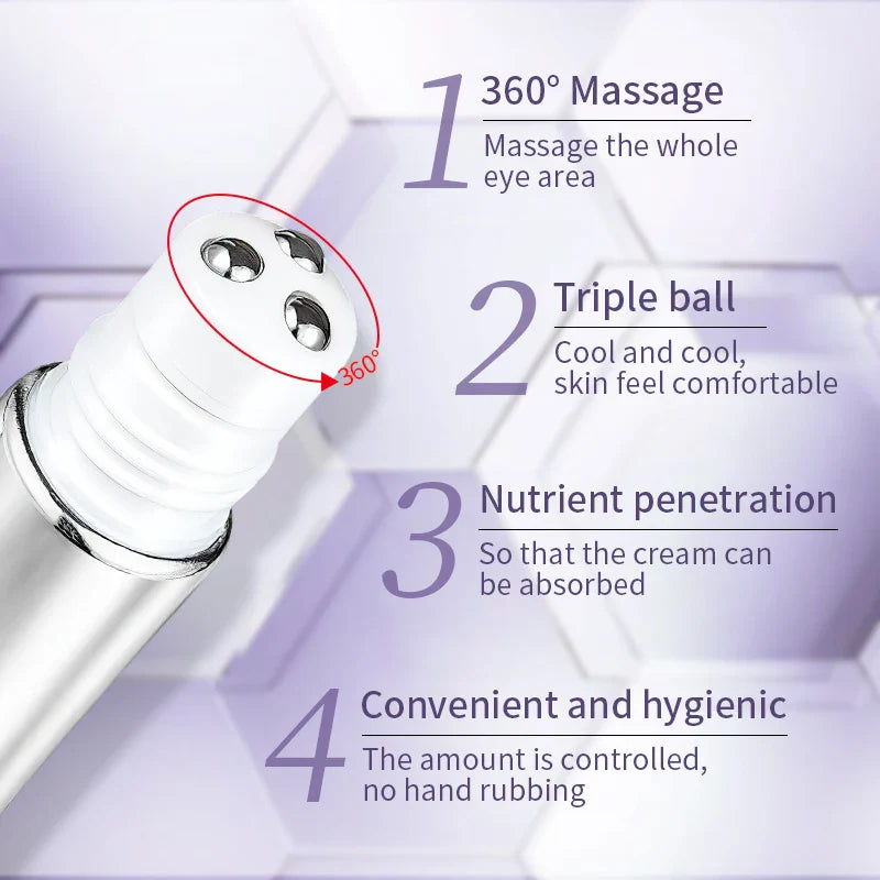 O'CHEAL Anti Wrinkle Anti Dark Circle Eye Cream Roller Massager Moisturizing Eye Bags Anti Aging Hyaluronic Acid Eye Skin Care