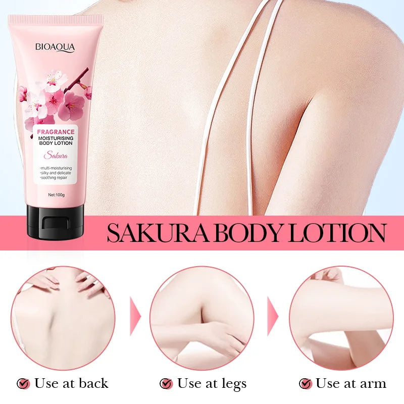 100g BIOAQUA Sakura Fragrance Body Lotion Moisturizing Nourishing Brightening Hydrating Leg Arm Back Body Cream Whole Skin Care