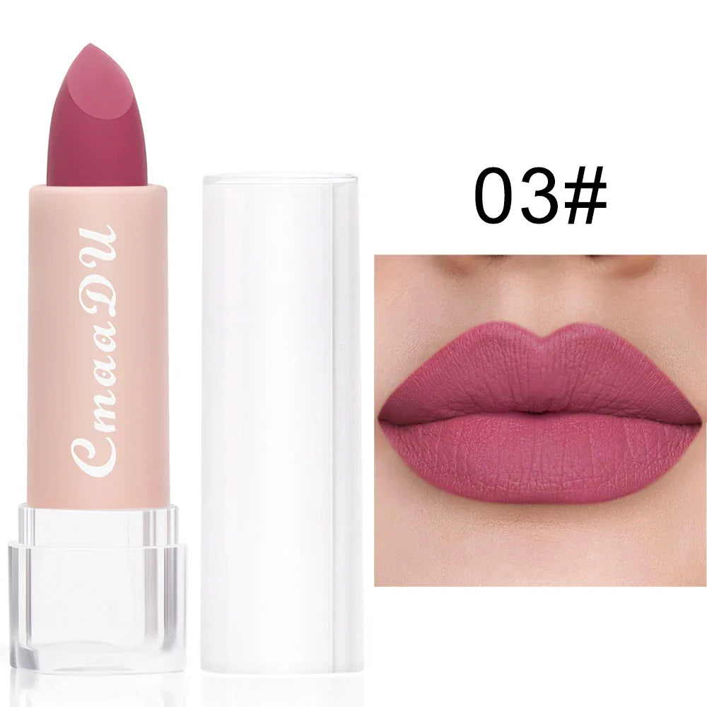 1 Pcs Velvet Matte Lipstick Long-Lasting Non-Stick Cup Waterproof Moisturizing Lip Gloss Fashion Classic Shades For Daily & Date
