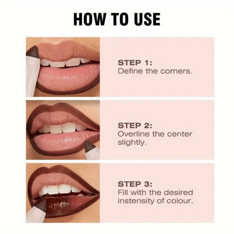 Red Lipstick Waterproof Lasting Plump Lip Glaze Silky Natural Outline Velvet Moisturizing Lip Gloss Makeup Lipliner Pen