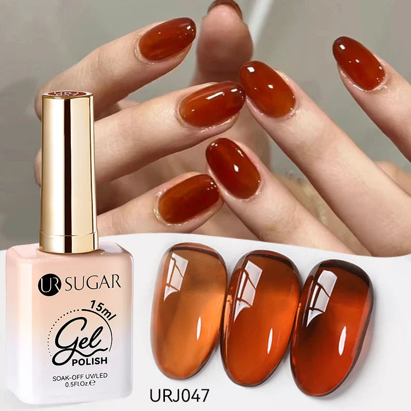 UR SUGAR 15ml Jelly Nude Gel Nail Polish Light Pink Translucent Color Soak Off UV LED Gel Varnish Nail Art DIY Fashion Manicure