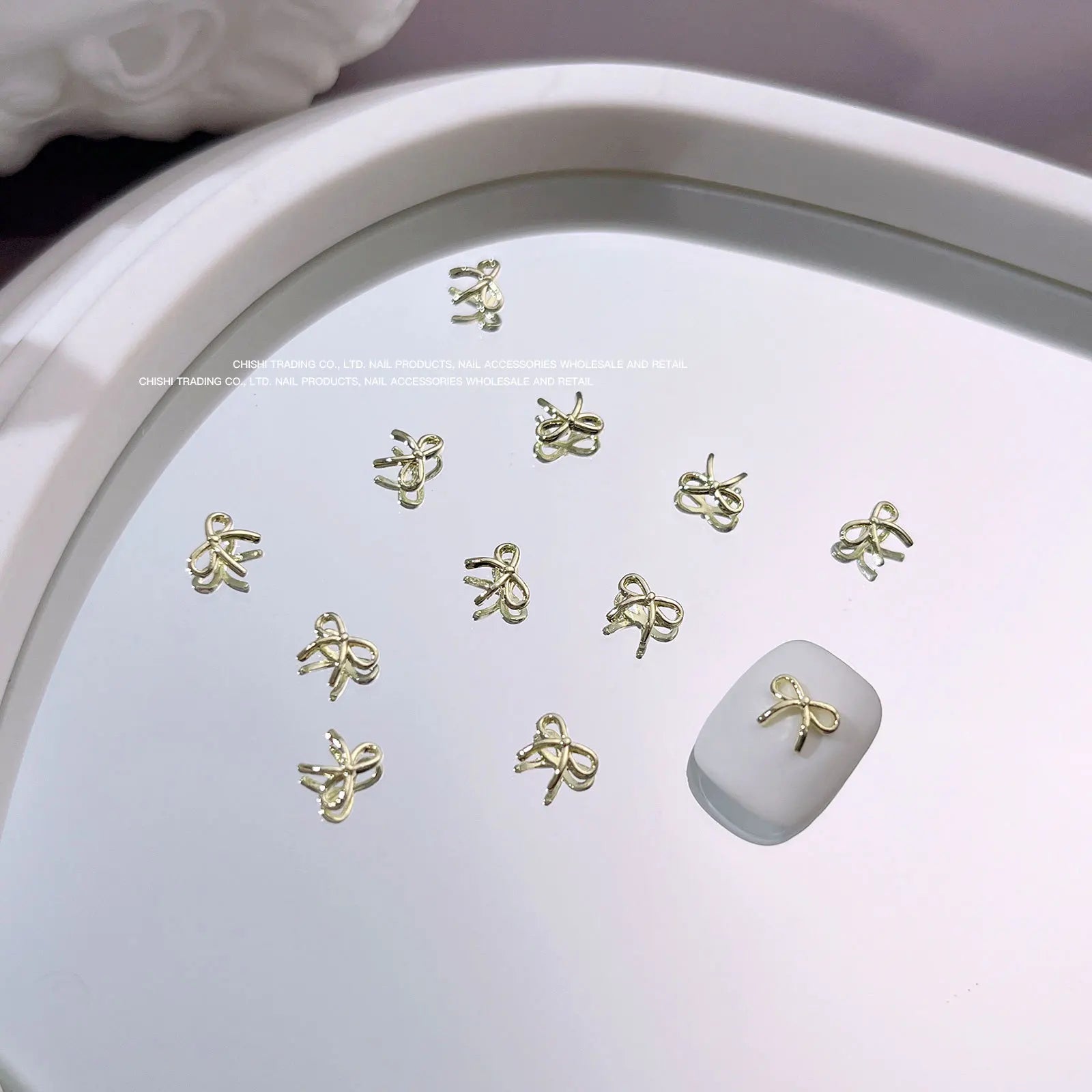 10Pcs Mini Hollow Butterfly Knotbow Nail Art Charms 3D Metal Silver/Gold Alloy Nail Art Decoration DIY Nail Accessories