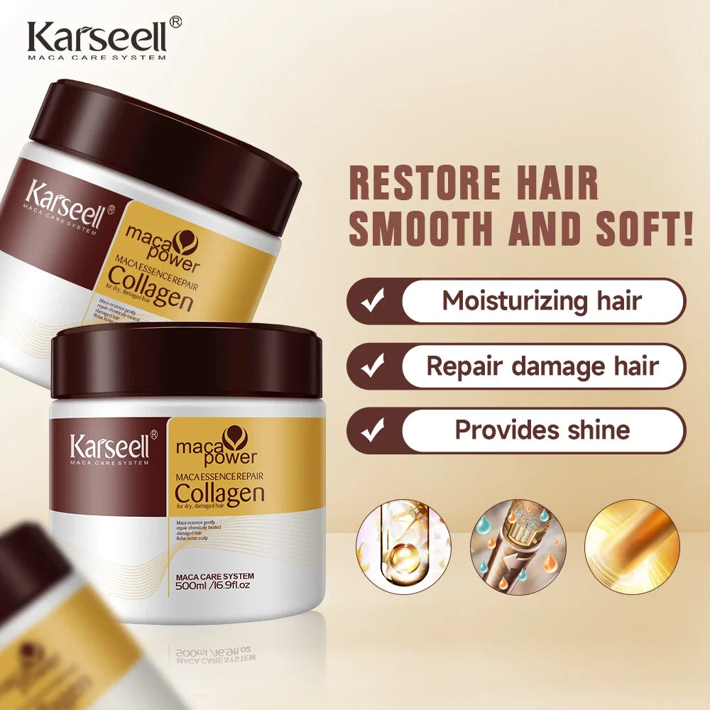 Karseell 500ml Collagen Hair Treatment Deep Repair Conditioning Argan Oil Hair Mask Essence for Dry Damaged Hair All Hair Type