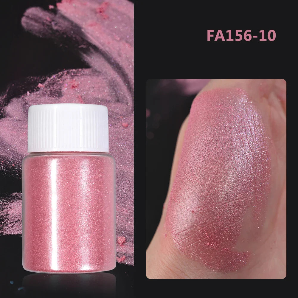 1Box Cherry Pink Chrome Pearl Nail Powder Gradient Mirror Effect Nail Art Glitter Auroras Rubbing Dust Nail Art Decoration 10g