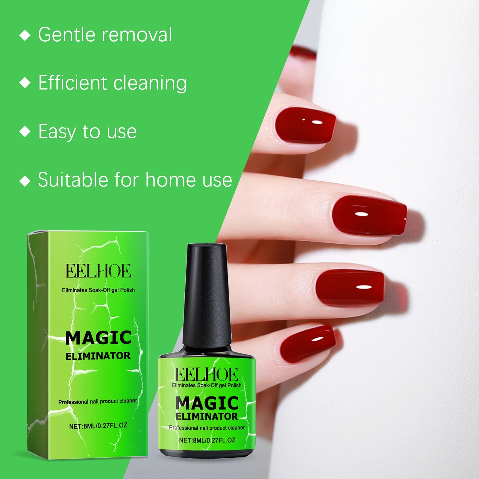 Gentle Nail Gel Remover Soak Off Solution for Acrylic Builder Gel Easy Removal Without Damaging Nails No Residue Fast Acting 8ml