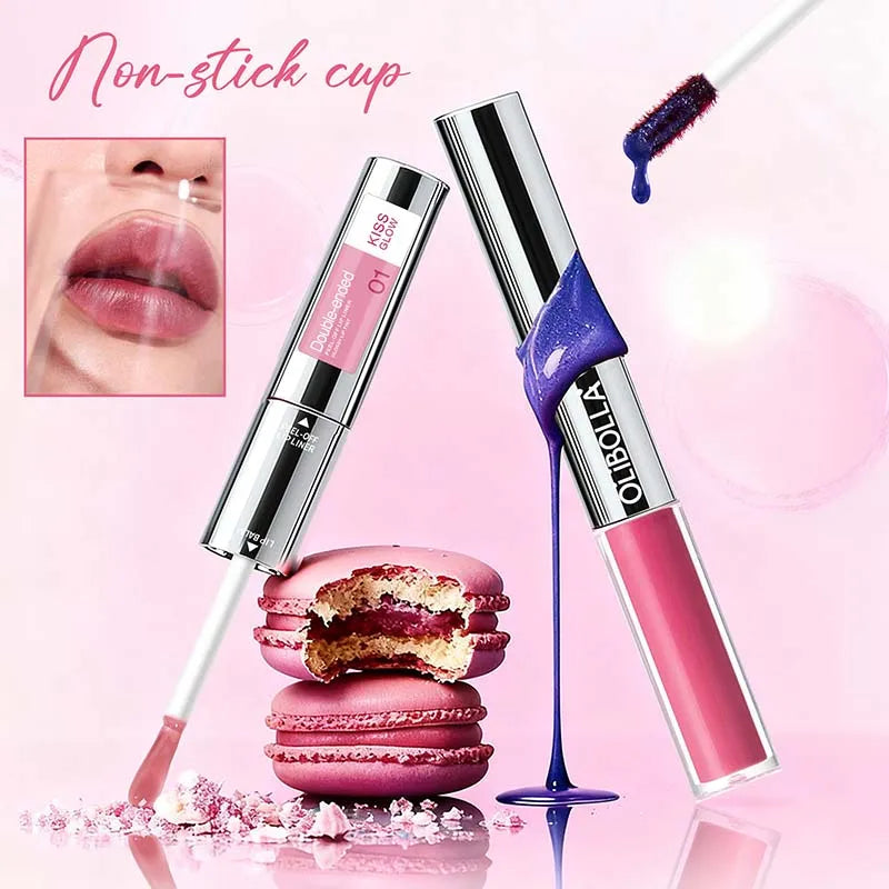 Double-headed Peel Off lip Tints/Stains Plump Lip Gloss Natural Waterproof Non Stick Cup Soft Nude Brown Tattoo Lip Liner Makeup
