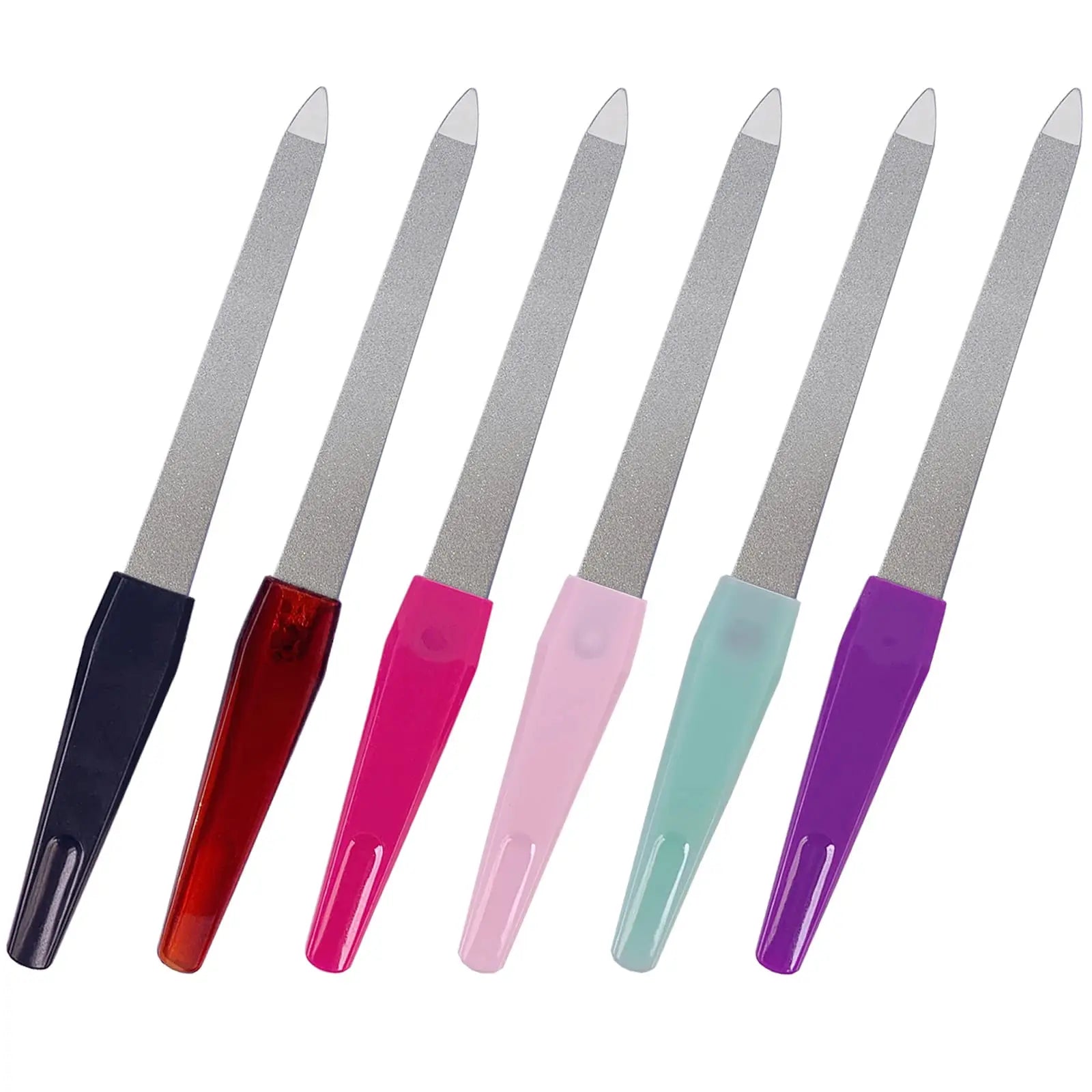 Metal Nail File (6 Pcs), Nail Files for Natural Nails Made of Stainless Steel, Sword Fingernail Files with Sharp Pointed Tip.