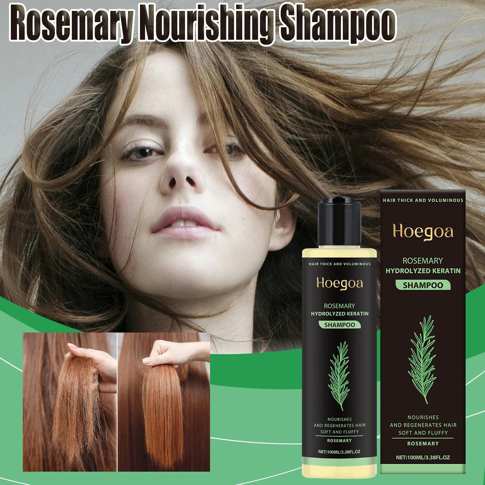 Hoegoa Rosemary Hair Shampoo Volumizing and Thickening Strengthening and Oil Control Nourishes and Repairs Hair Oil Adds Volume