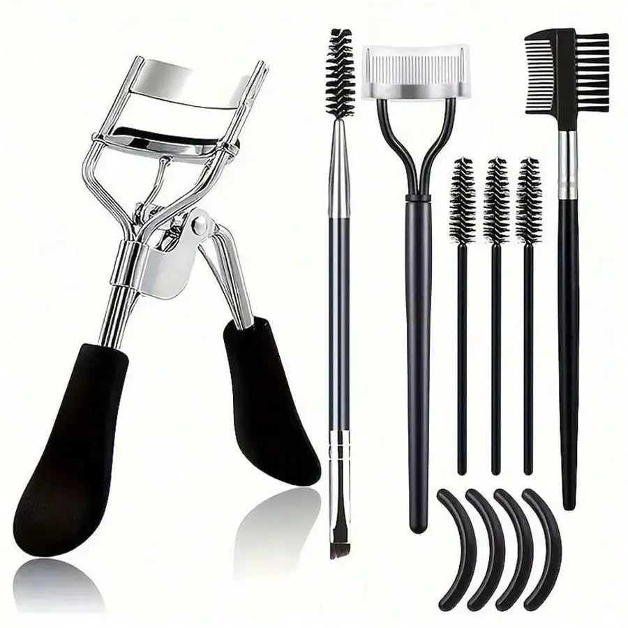 Eyebrow Brush,11-In-1 Eyelash Grooming Kit, Includes Eyelash Curler With Comb Separator, Eyelash Wand, 4 Silicone Refill Pads
