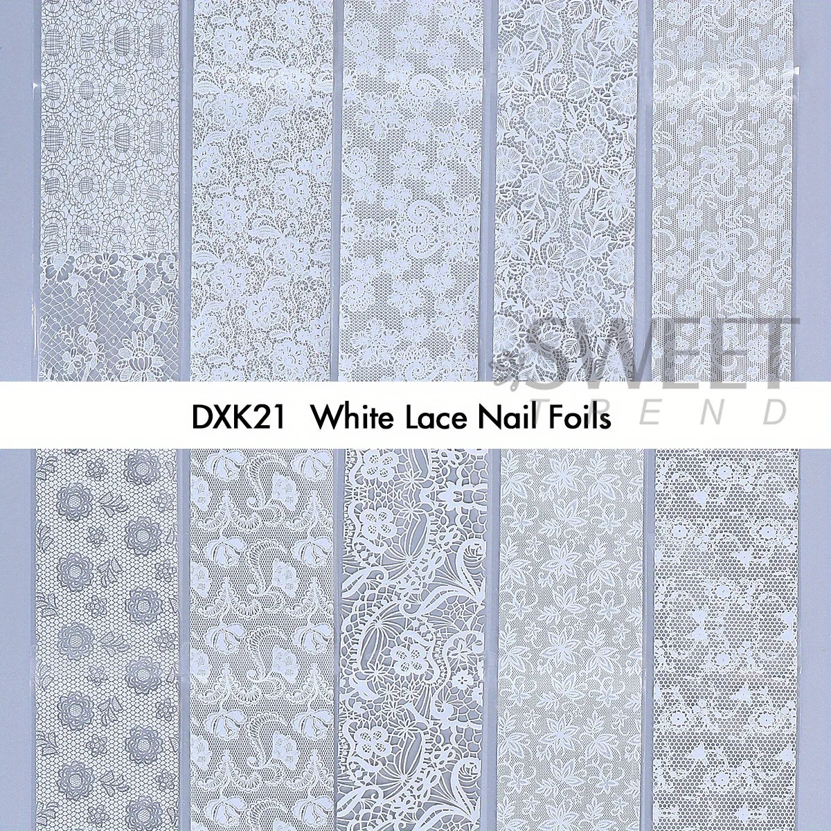 10/20pcs Elegant Black White Lace Flowers Nail Transfer Foils Fantasy Retro Floral Starry Sky Paper Sticker Manicure Accessories
