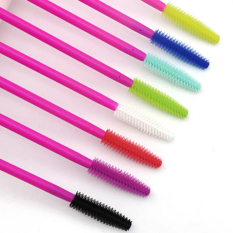 50pcs Silicone Eyelash Brush Mascara Wands Applicator Eyebrow Comb Rod Spoolies Brushes Lash Extension Supplies Makeup Tools